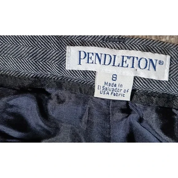 Pendleton 100% Wool Women’s 8 pants grey straight leg, dress pants, herringbone - Picture 7 of 9